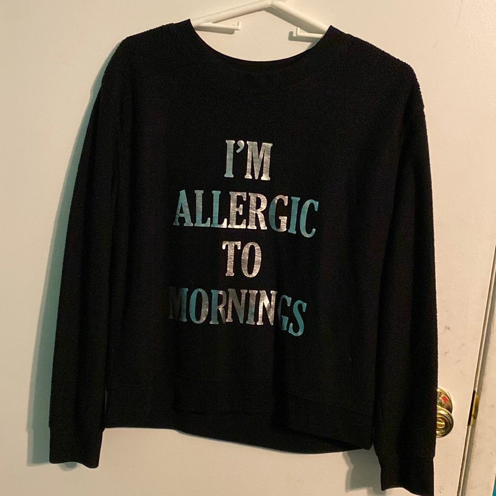 Black I’m allergic to mornings crewneck, L